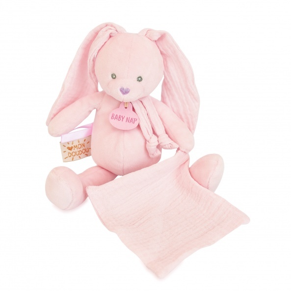 Pantin Lapin Misty Rose Avec Doudou