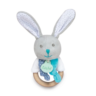 Doudou Attache Sucette Lapin Poupi Marine